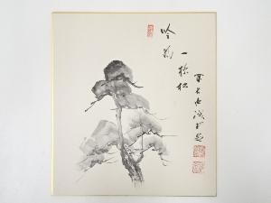 前大徳藤井誡堂筆　「吟風一様松」画賛　肉筆色紙